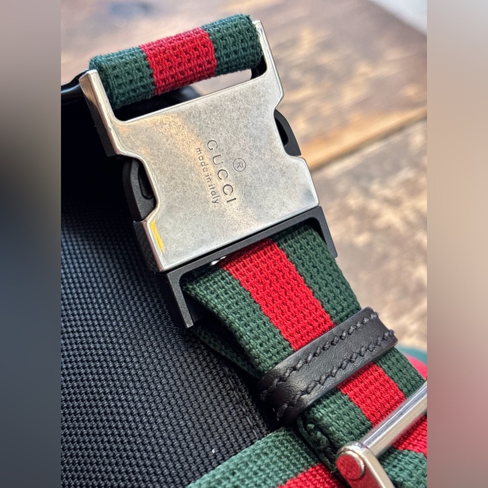 GUCCI Black Techno Canvas Belt / Shoulder / Crossbody Bag - Picture 15 of 16
